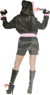 BOXEUR Women Boxing Set Small Black: Shorts, Coat, Gloves - Sexy Boxer Costume