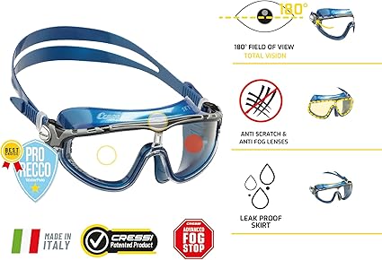 Cressi Skylight Goggles - 180 Degrees View Anti Fog Premium Swim/Pool Goggles