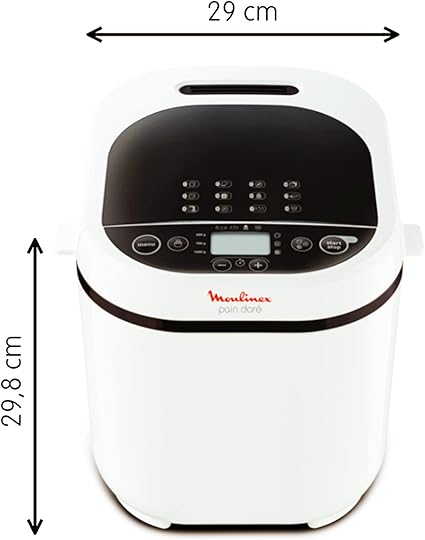 Moulinex Bread Maker with Programmes, Plastic, 31 x 29 x 29 cm One Size White