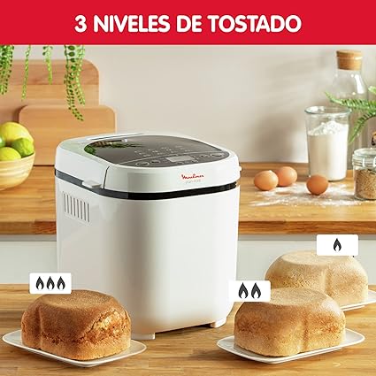 Moulinex Bread Maker with Programmes, Plastic, 31 x 29 x 29 cm One Size White