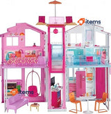 Barbie Doll House 3-Story Townhouse with 4 Rooms & Rooftop Lounge