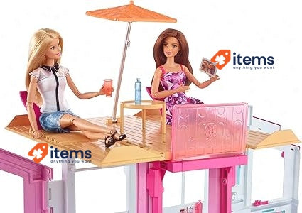 Barbie Doll House 3-Story Townhouse with 4 Rooms & Rooftop Lounge