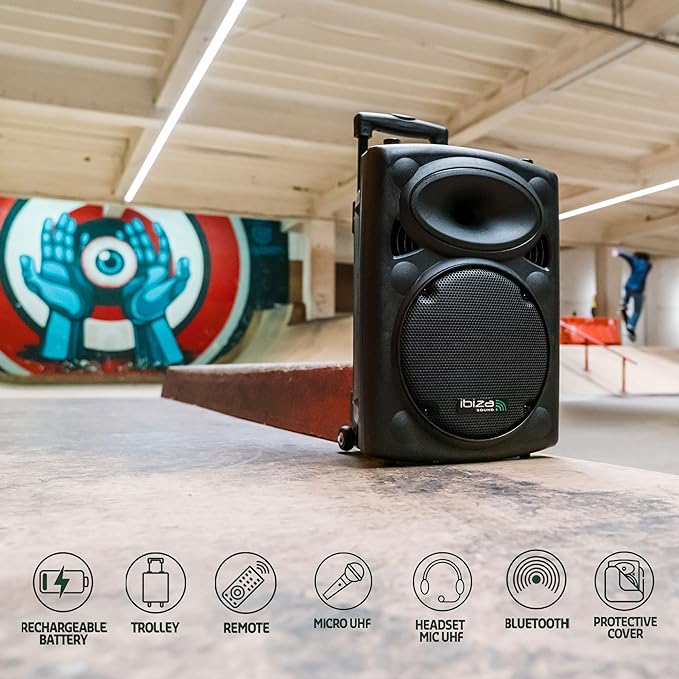 Ibiza - PORT8VHF-BT - Portable speaker 15"/800W MAX with 2 microphones