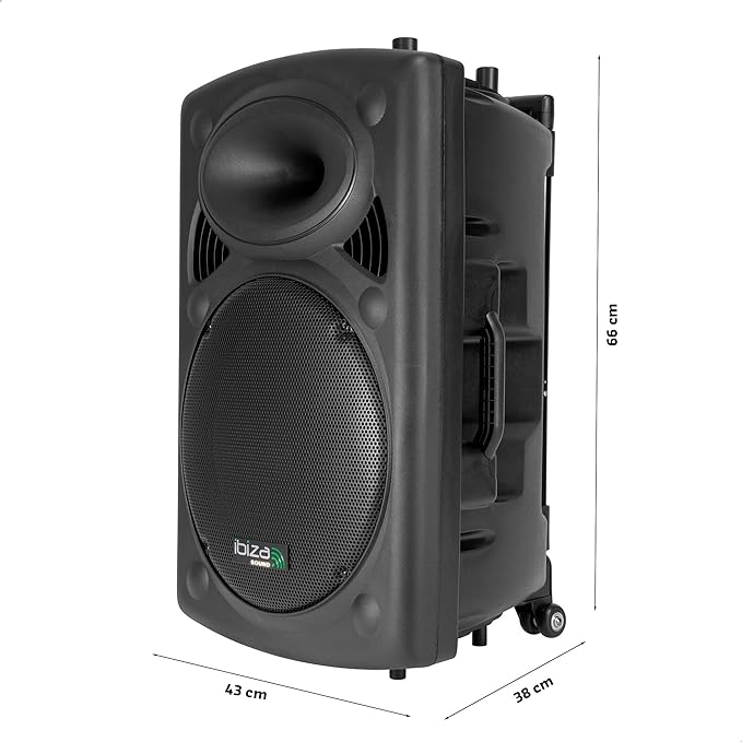 Ibiza - PORT8VHF-BT - Portable speaker 15"/800W MAX with 2 microphones