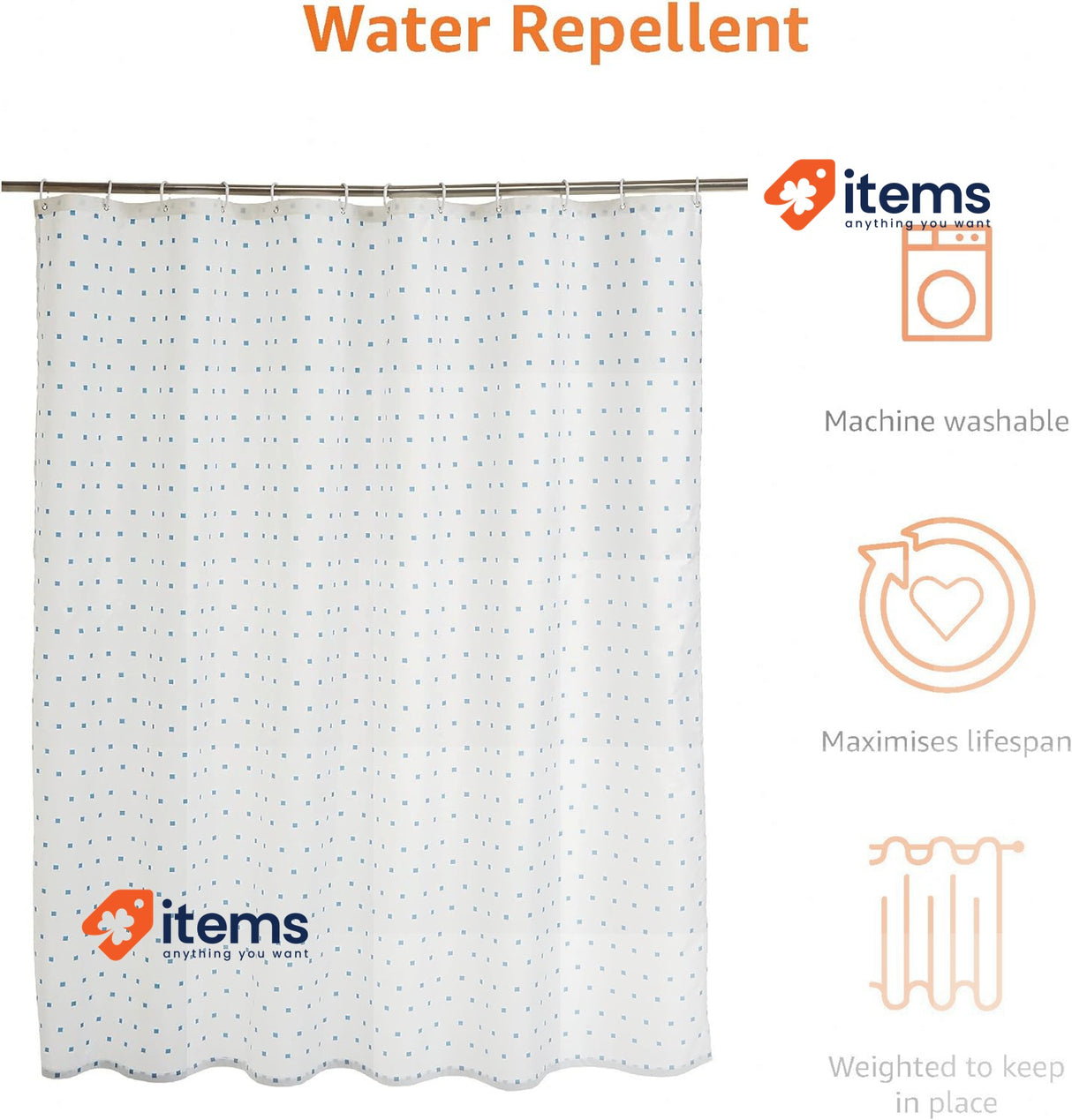 Amazon Basics Printed Fabric Shower Curtain Brown Beige Brown/Beige 180cm Drapes