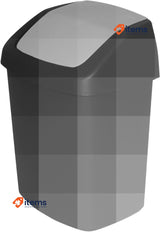 Curver Waste Bin with Swinging Lid, Black/Grey, 15 Litre 24.8x30.6x41.8cm