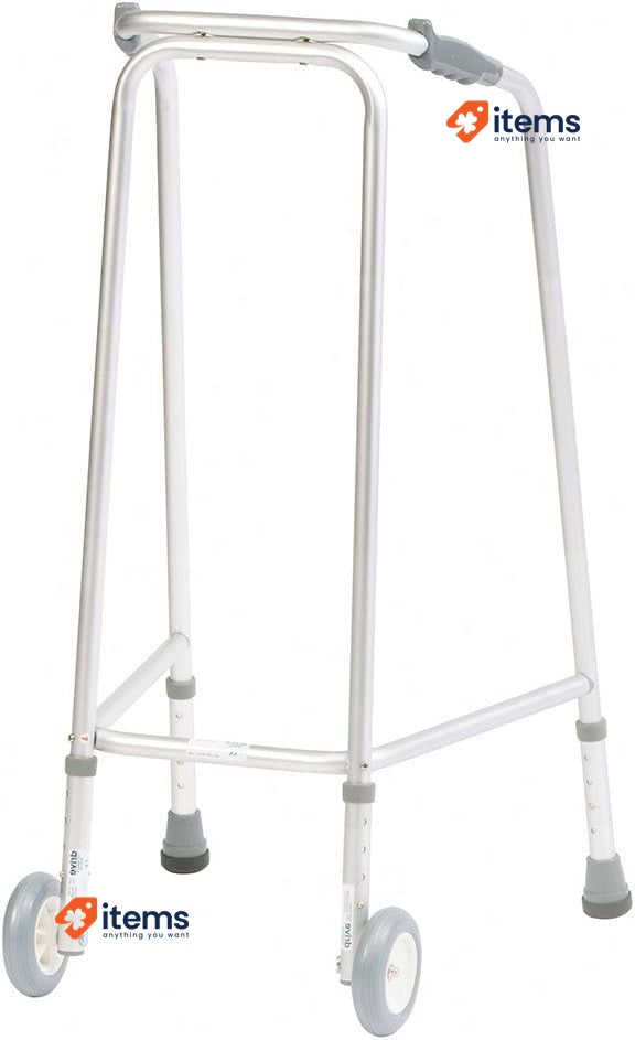 NRS Healthcare Subtile Dambulator with Wheels, Adjustable Height Silver