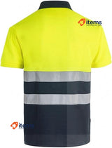 VELILLA HIGH Visibility Polo 173 Navy Blue and Fluorescent Yellow Large