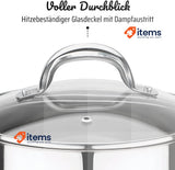 GSW Stahlwaren GmbH Stock Pot with Glass Lid, Silver/Clear, 20 x 18 cm, 5 Litre