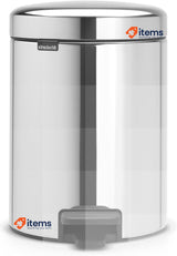 Brabantia 112621 Pedal Bin Silver 5 L Newicon Bucket Brilliant Steel