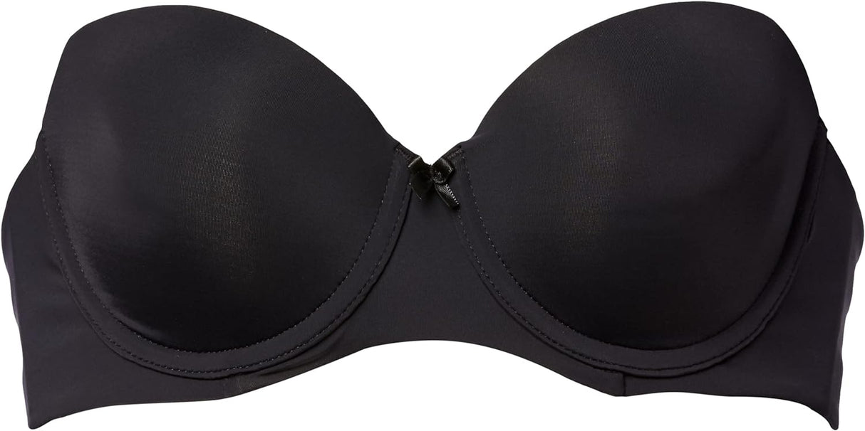 Iris & Lilly Womens Microfibre Strapless Bra Hook and Eye Black, Size 34D (90D)