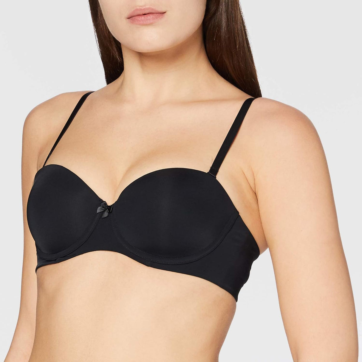 Iris & Lilly Womens Microfibre Strapless Bra Hook and Eye Black, Size 34D (90D)