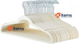 Amazon Basics Slim Velvet Non-Slip Suit Hangers - 50-Pack, Ivory/Silver