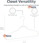 Amazon Basics Slim Velvet Non-Slip Suit Hangers, 50 Pack, Ivory Color 50-Pack