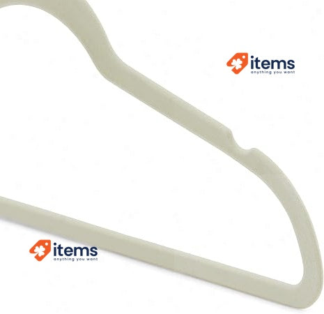 Amazon Basics Slim Velvet Non-Slip Suit Hangers - 50-Pack, Ivory/Silver