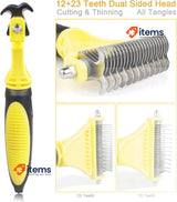 morpilot Dog Brush Cat Brush Grooming Comb, 23+12 Double Sided Undercoat Rake