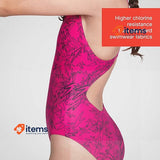 Speedo Girl's Boom Allover Swim Suit Pink Black Girls Splashback Swimsuit Size