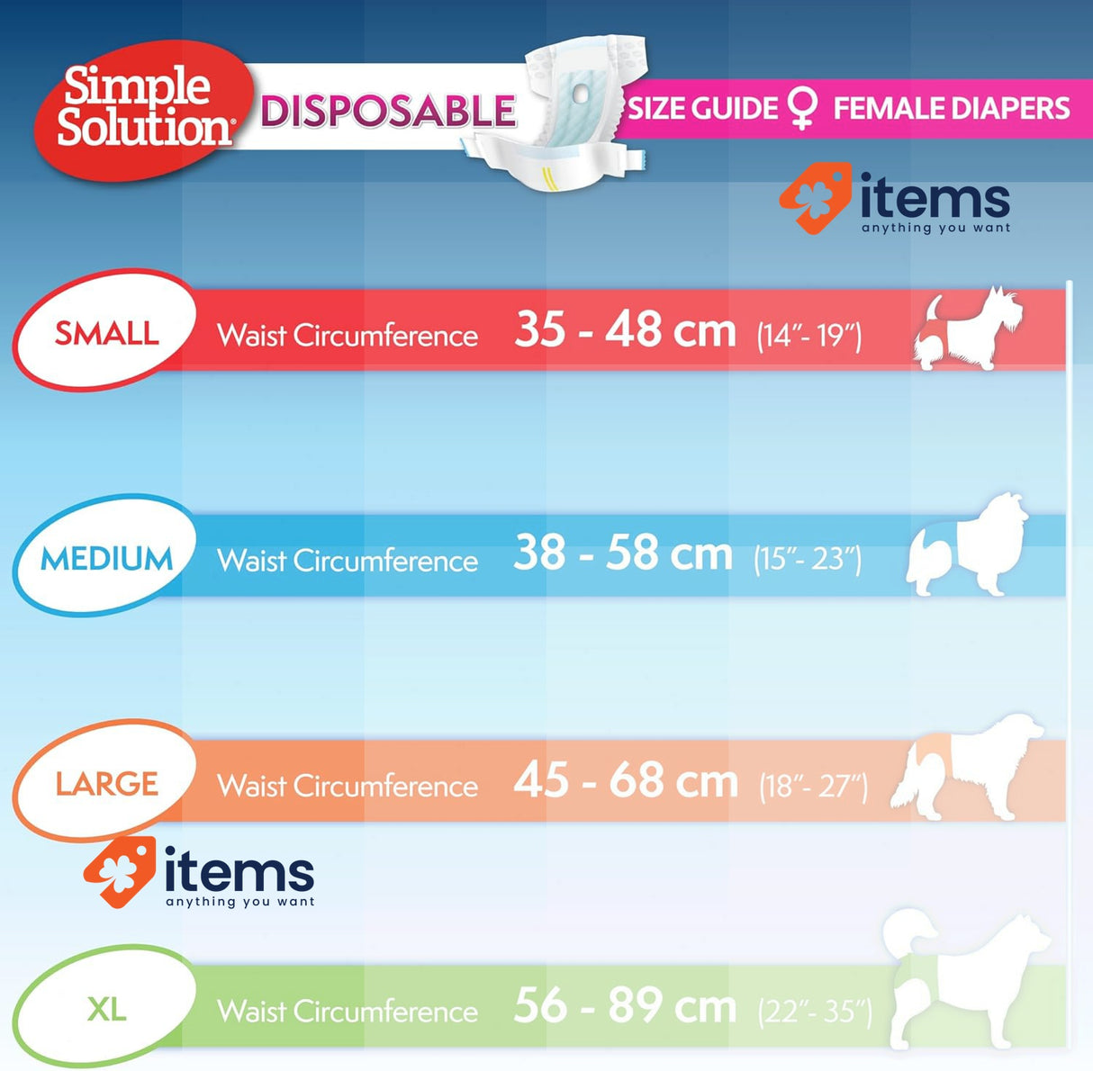 Simple Solution Disposable Dog Diapers for Female Dogs Size L Pack Of 12 Super