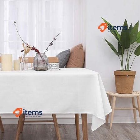 Deconovo Rectangular Faux Linen Tablecloth 150x150 cm - Elegant, White
