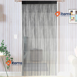 Taiyuhomes String Door Curtains Fly Screen Curtain For Window Black, 90x245cm
