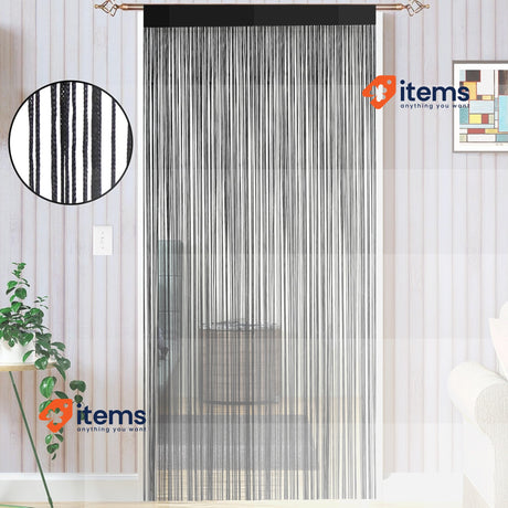 Taiyuhomes String Door Curtains Fly Screen Curtain For Window Black, 90x245cm
