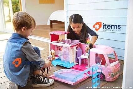 Barbie Camper Playset For Girls DreamCamper Toy Vehicle with Accessories, Pink