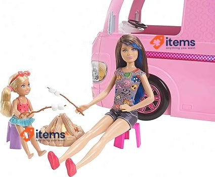 Barbie Camper Playset For Girls DreamCamper Toy Vehicle with Accessories, Pink