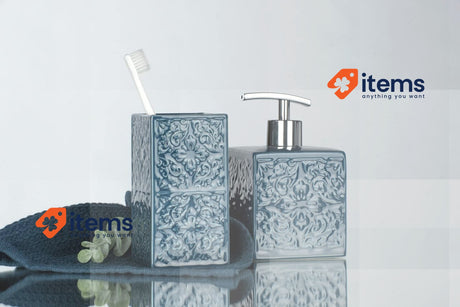 WENKO 22653100 Soap Dispenser Cordoba Blue 8.5 x 13 x 8.5 cm