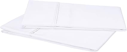 Amazon Basics 400 Thread Count Pillowcase, Set of 2, White, 80 cm L x 50 cm W