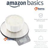 Amazon Basics Digital Kitchen Scales with LCD Display Black and Stainless Steel