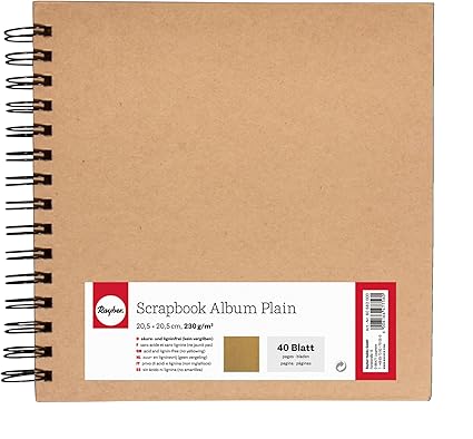 Rayher 60682000 Spiral Bound Scrapbook with Plain Kraft Paper Pages