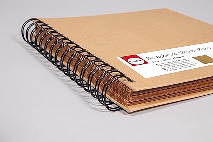 Rayher 60682000 Spiral Bound Scrapbook with Plain Kraft Paper Pages