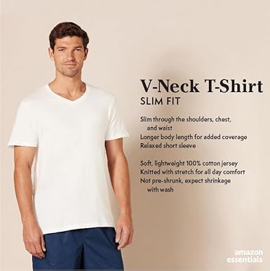 Amazon Essentials Men's V-Neck Undershirt, Pack of 6