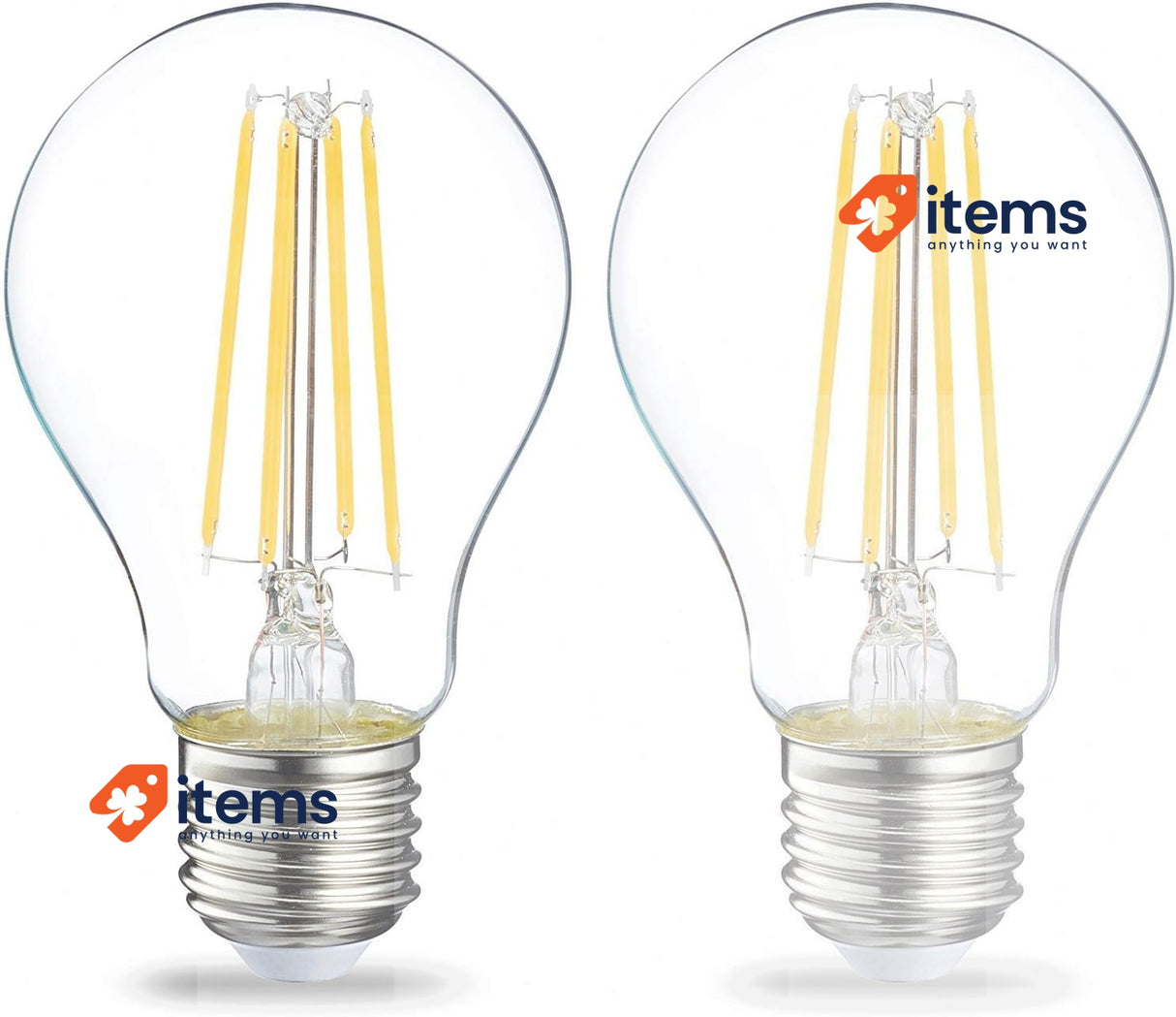 Amazon Basics LED E27 Edison Screw Bulb, Warm White, Non Dimmable, Pack of 2 7W