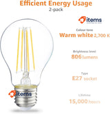 Amazon Basics LED E27 Edison Screw Bulb Clear Filament Warm White Non Dimmable