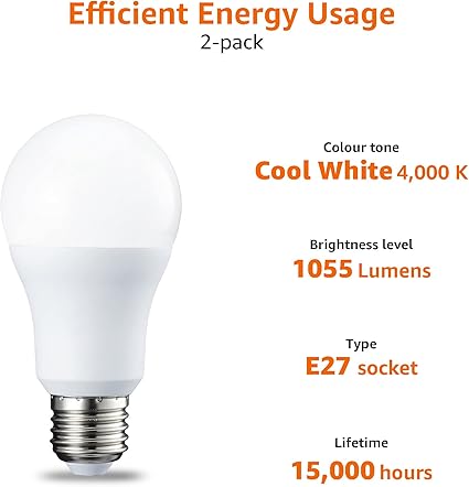 Amazon Basics E27 Edison Screw LED Bulb 10W Cool White Non Dimmable