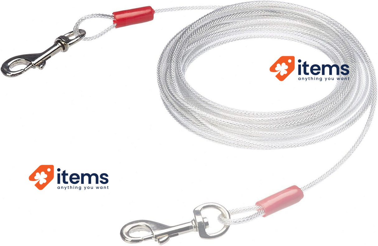Amazon Basics Cable Leash for Dogs up to 40 kg, 7.62 metres, White 90 25