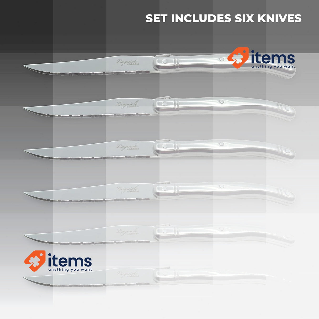 Laguiole Production - 6 knive block for meat with wooden storage block Steak