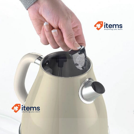 Ariete Vintage Electric Kettle: 1.7L, 2000W, Stainless Beige Colour ARI-2869-BG