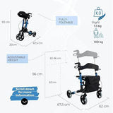 Mobiclinic®, Rollator 4 Wheel, Folding, Lightweight, with Seat and Bag Blue