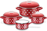 GSW Stahlwaren GmbH 7 Piece Enamel Cookware Set, Red, 30 x 30 x 30 cm