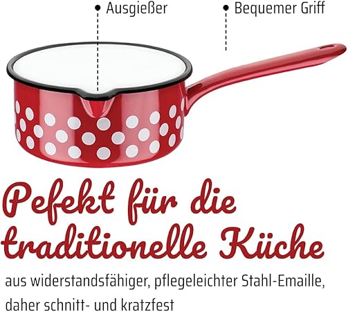 GSW Stahlwaren GmbH 7 Piece Enamel Cookware Set, Red, 30 x 30 x 30 cm