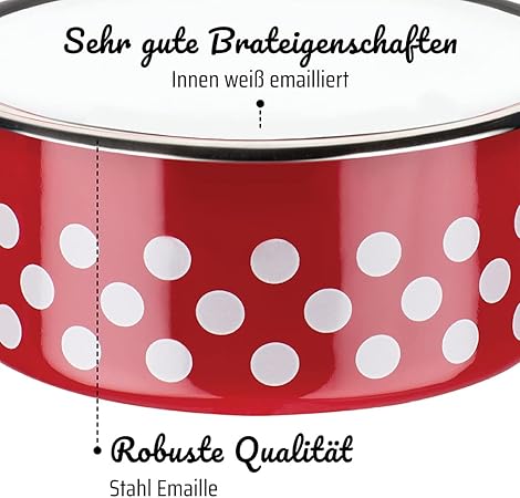 GSW Stahlwaren GmbH 7 Piece Enamel Cookware Set, Red, 30 x 30 x 30 cm