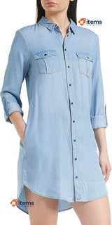 Vero Moda Women s Jeans Blouse Dress Silla 10184172 Light Blue Denim Size Large