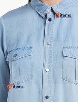 Vero Moda Women s Jeans Blouse Dress Silla 10184172 Light Blue Denim Size Large