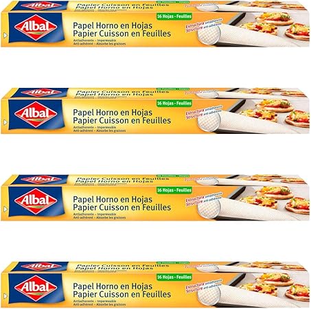 Albal 16 Sheets of Baking Paper, Non-Stick, Easy Remove, 42 x 38 cm, Pack of 4