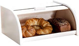 Wooden Bread Bin with Sliding Lid, Dense Wood, White, Large