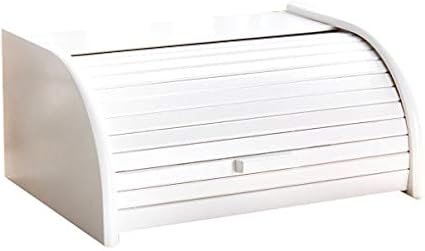 Wooden Bread Bin with Sliding Lid, Dense Wood, White, Large