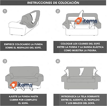 Martina Home Tunez Elastic Sofa Cover, Fabric, Ivory, 3-Seater (170 to 220 cm)