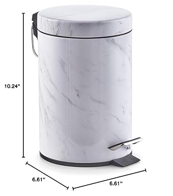 Zeller 18207 Pedal Bin with Metal Decoration, 16.8 X 16.8 X 26 cm